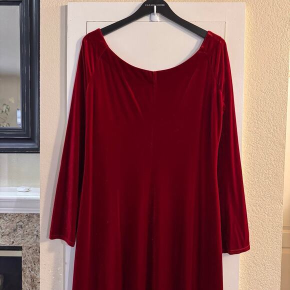 Soft Surroundings Red Velvet Scoop Neck Long Sleeve Maxi Sheath Dress Size XL - Picture 3 of 6